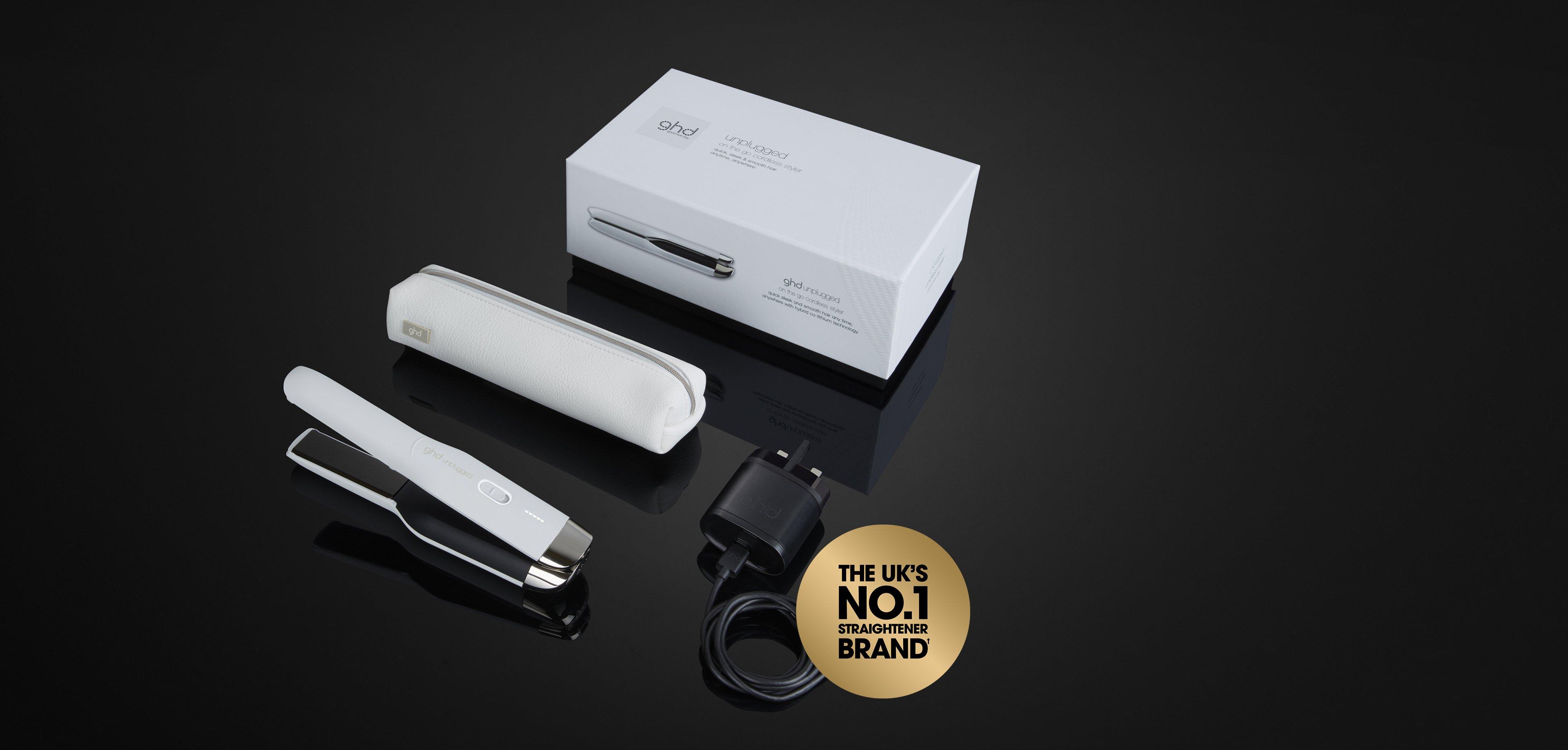 GHD UNPLUGGED CORDLESS HAIR STRAIGHTENER (22MM PLATE) WHITE