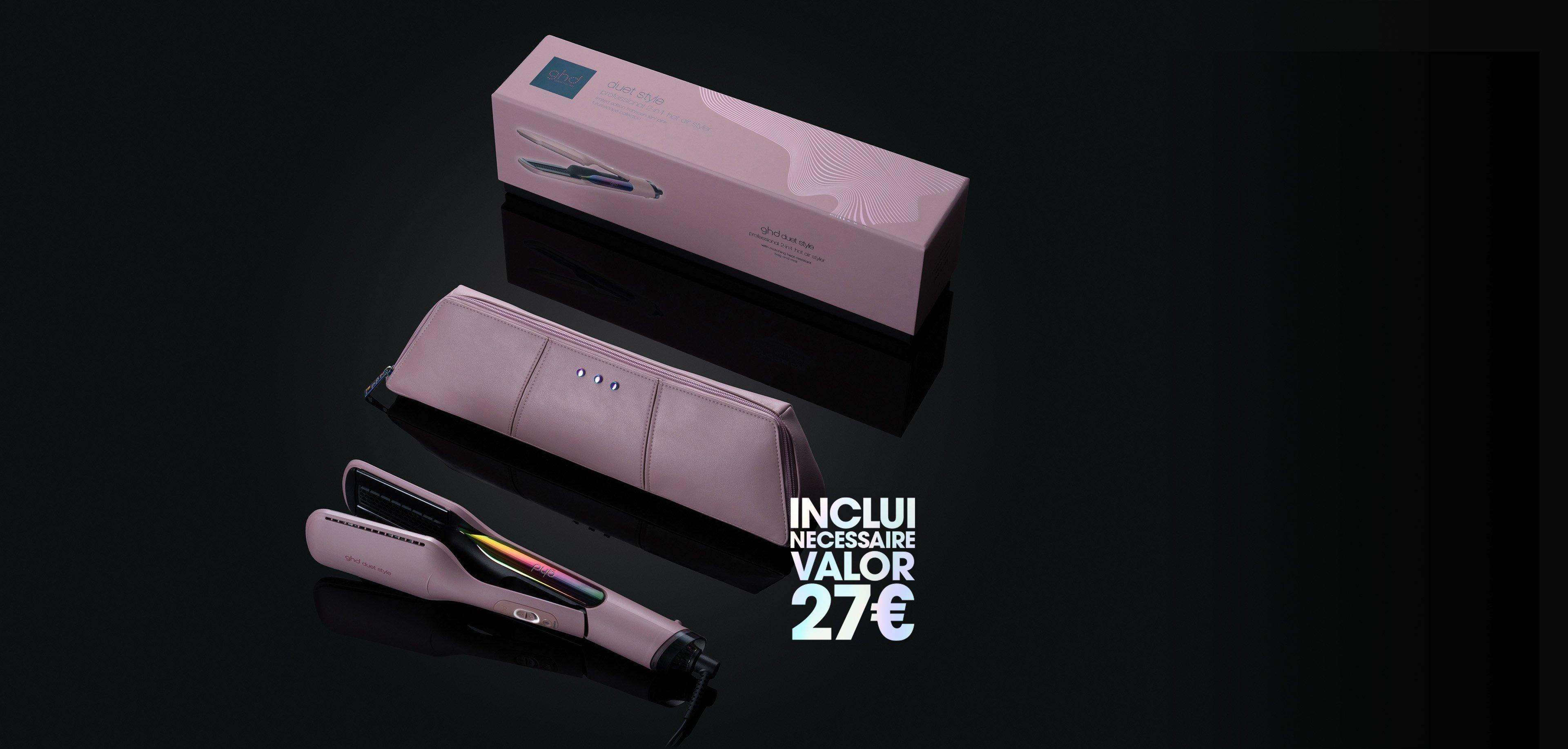 Prancha de cabelo 2-em-1 ghd duet style em rosa nude