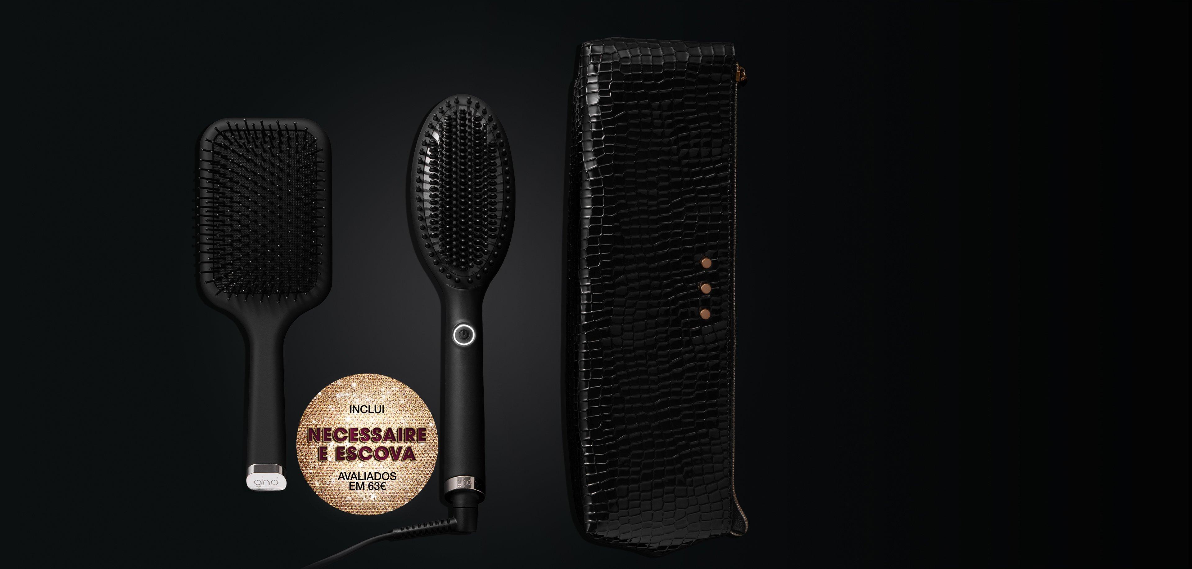 Escova de cabelo elétrica ghd Glide gift set em preto