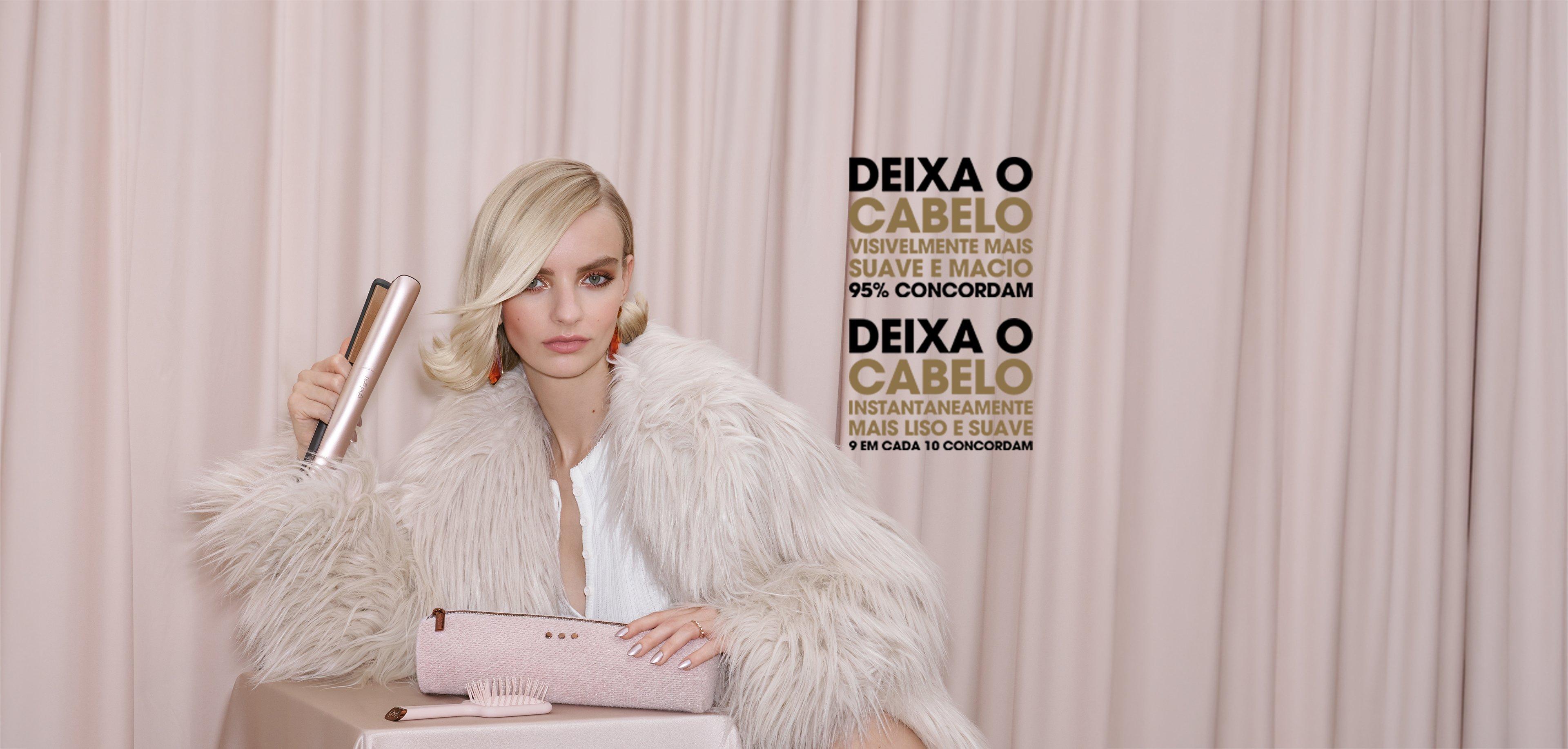 Prancha de cabelo ghd Gold gift set em Beige Cashmere 