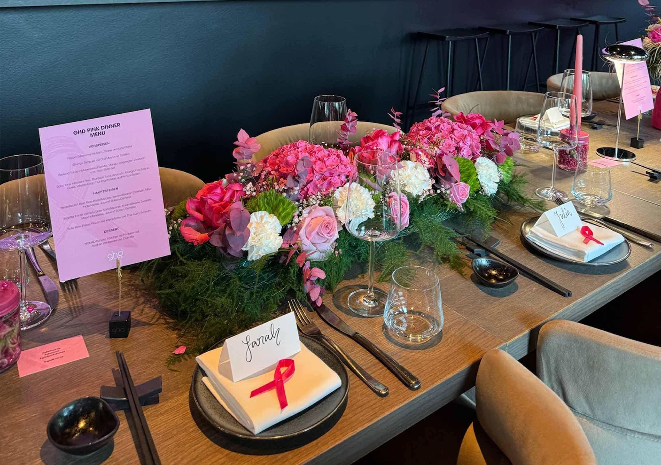 ghd Pink Dinner zur ghd Pink Kampagne