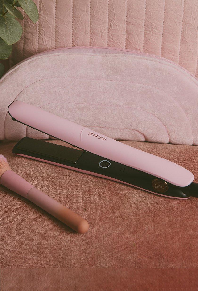 ghd gold hair straightener in pink