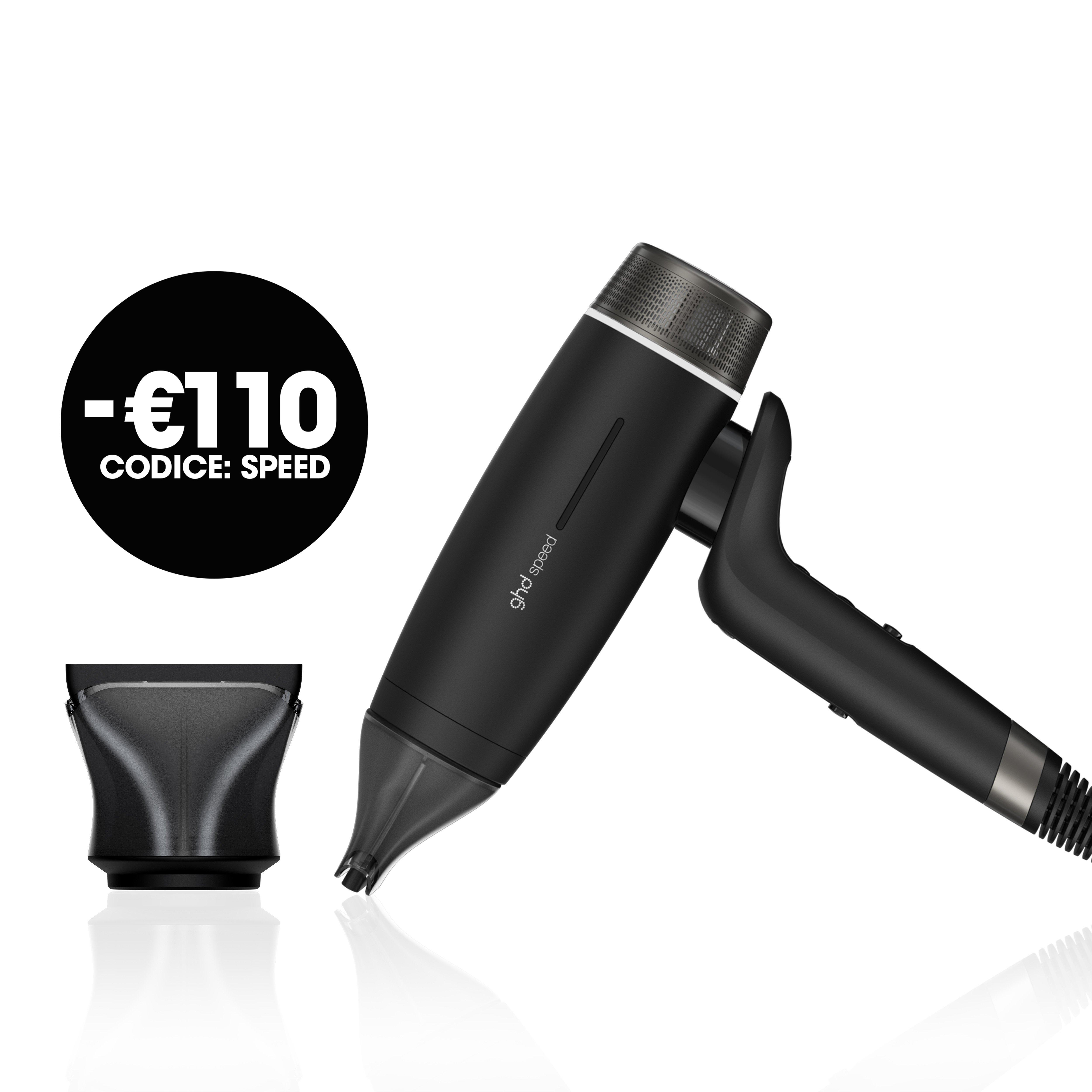 SET GHD PHON E BECCUCCIO STRETTO: SPEED PHON A IONI NERO OPACO & BECCUCCIO PROFESSIONALE STRETTO GHD