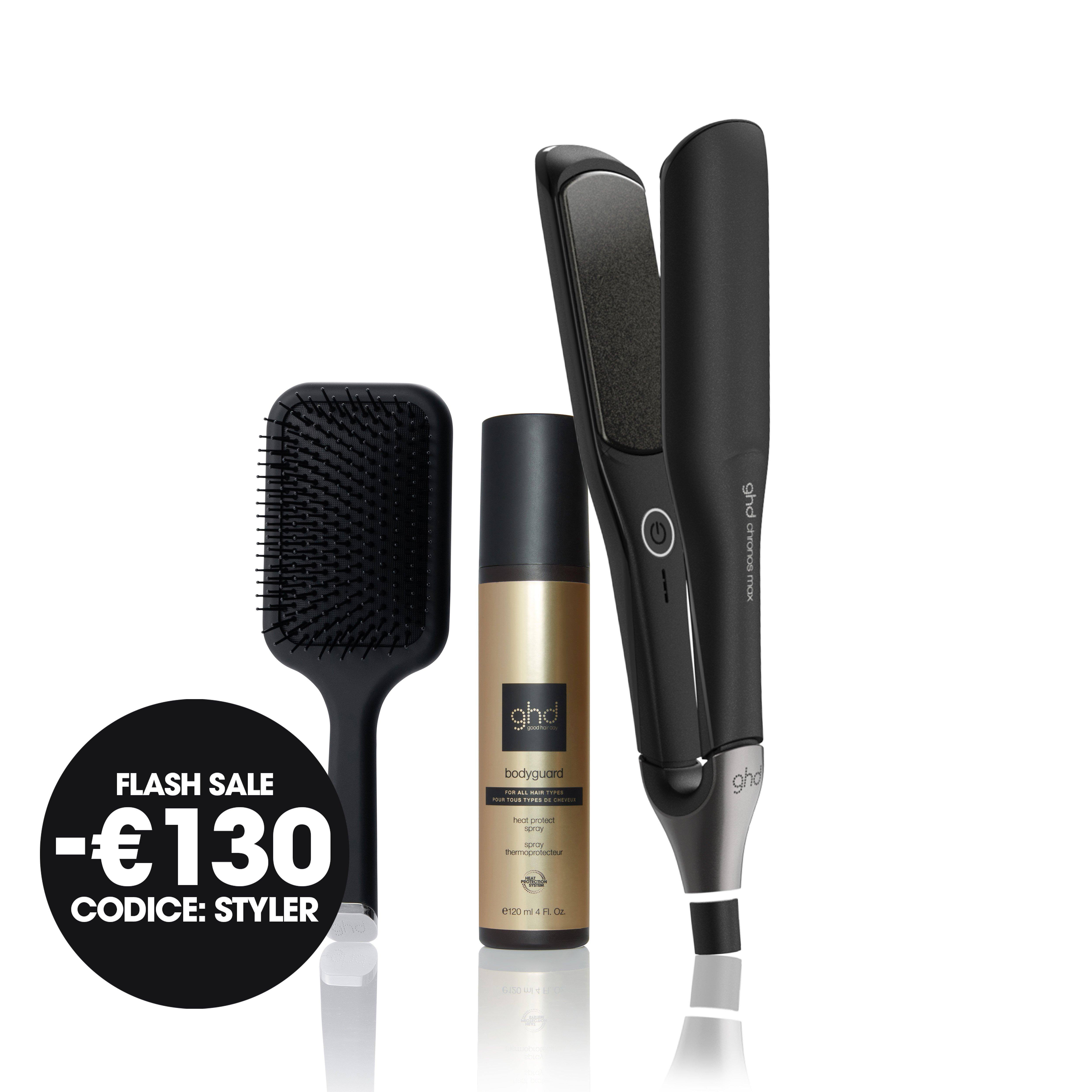 GHD CHRONOS MAX SET COMPLETO - PIASTRA PER CAPELLI GHD CHRONOS MAX & GHD BODYGUARD & GHD PADDLE BRUSH