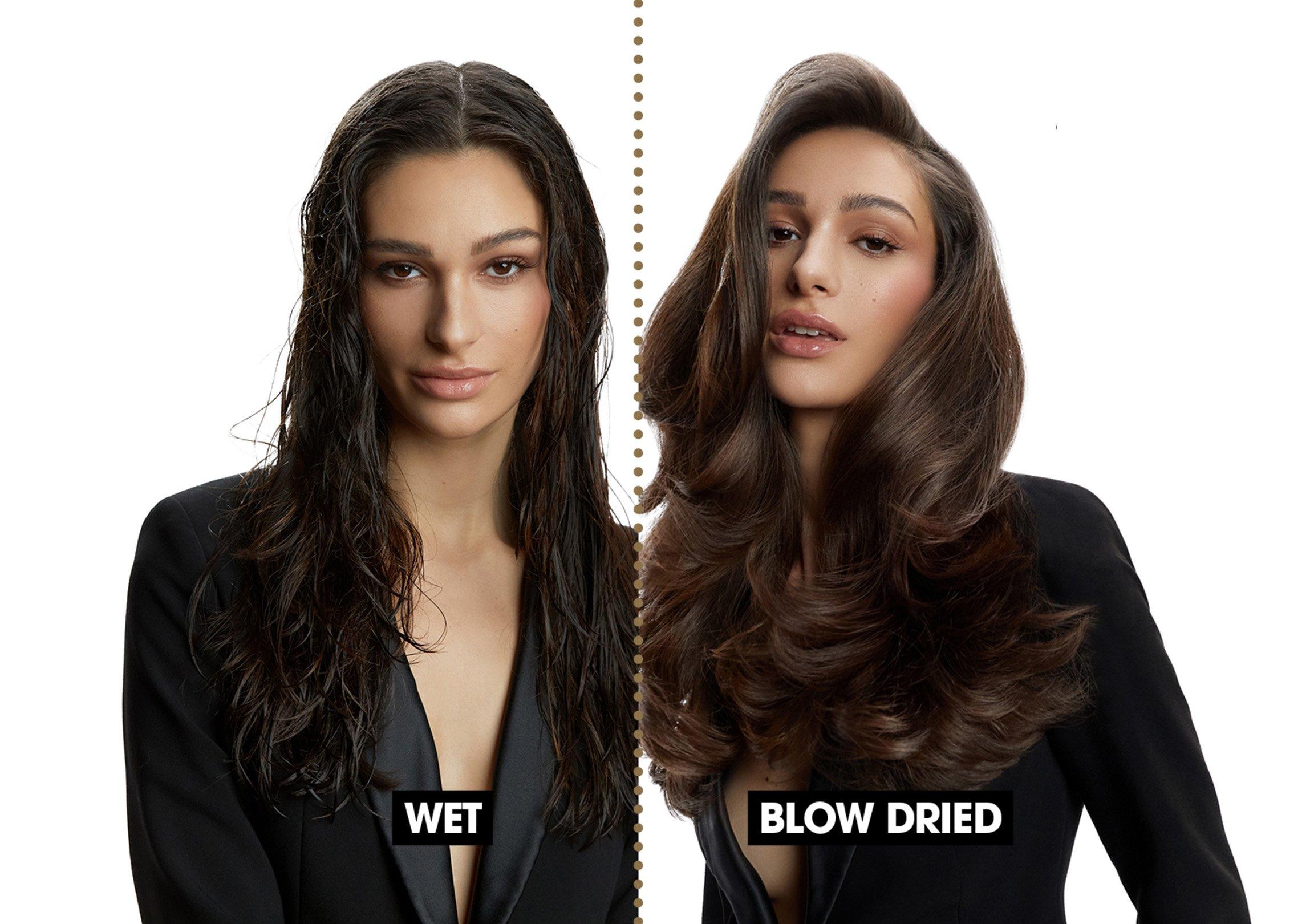before and after using duet blowdryer