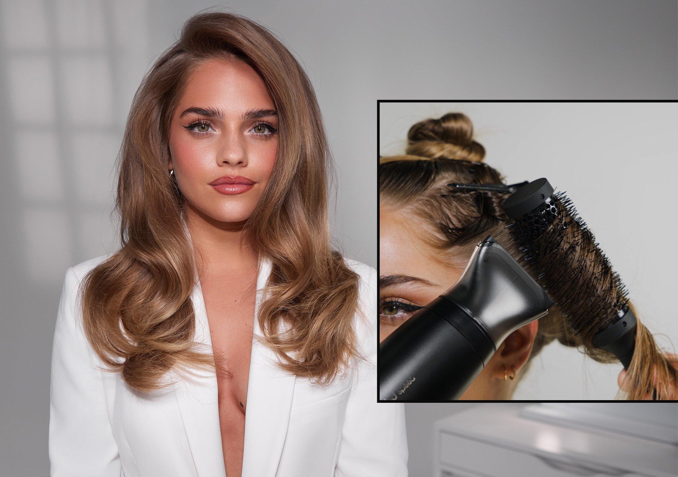 blowdry close up on model