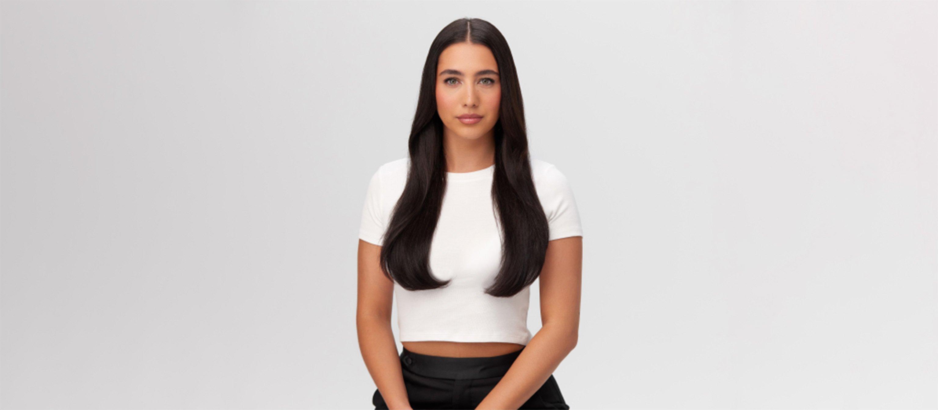 Model with a straight blow dry