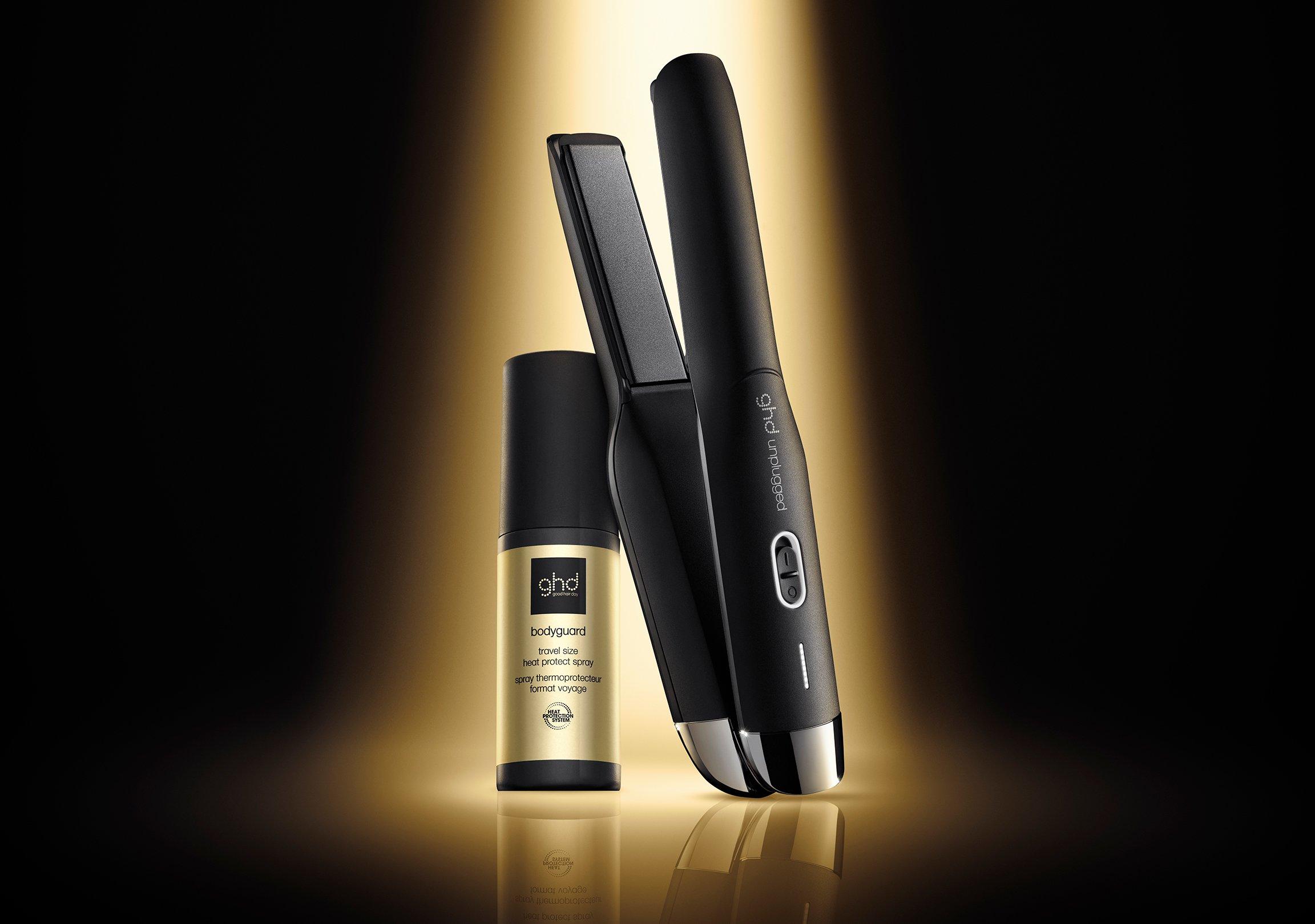 ghd unplugged cordless styler and mini heat protect spray