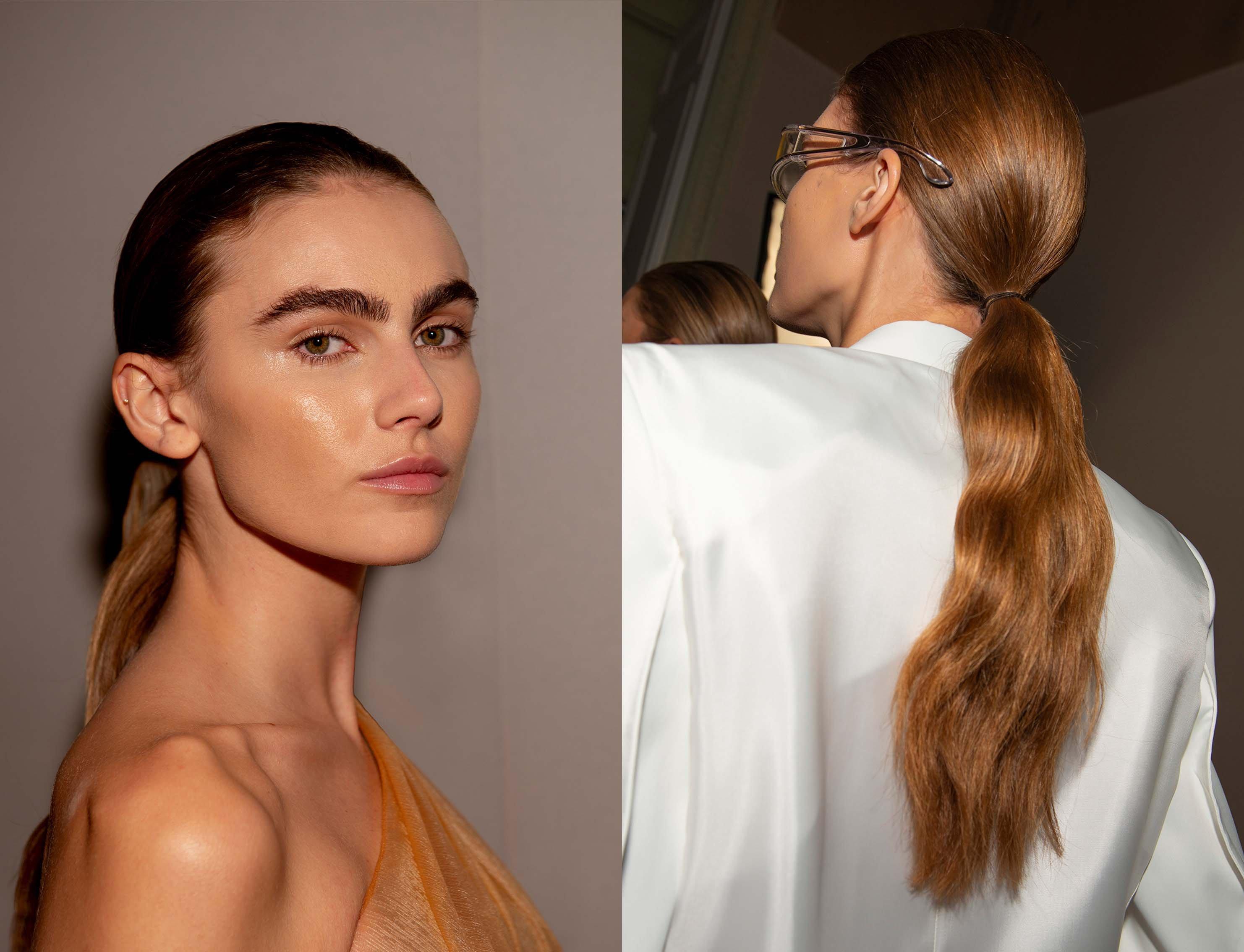 Models mit einem gewellten Pferdeschwanz