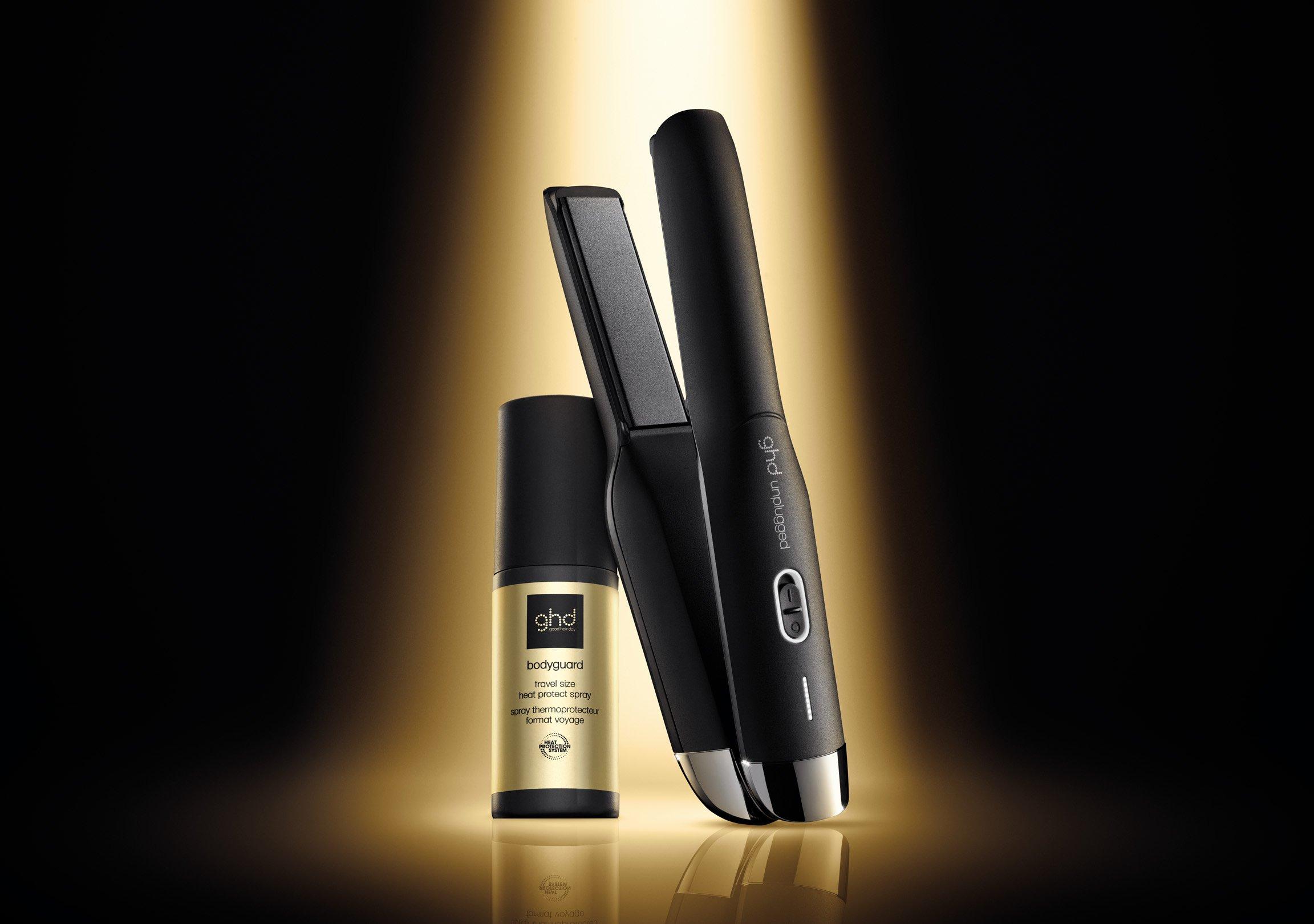 plancha sin cable y protector térmico ghd