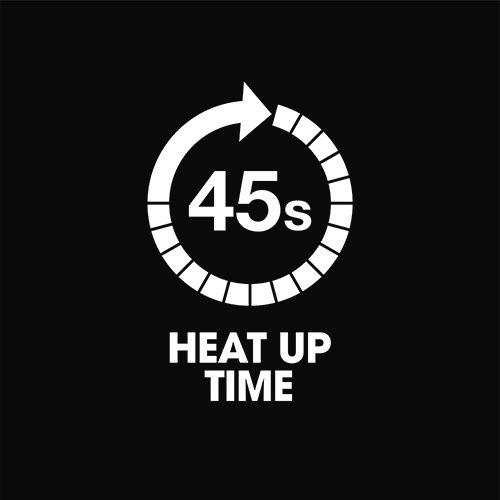 45 second heat up time icon
