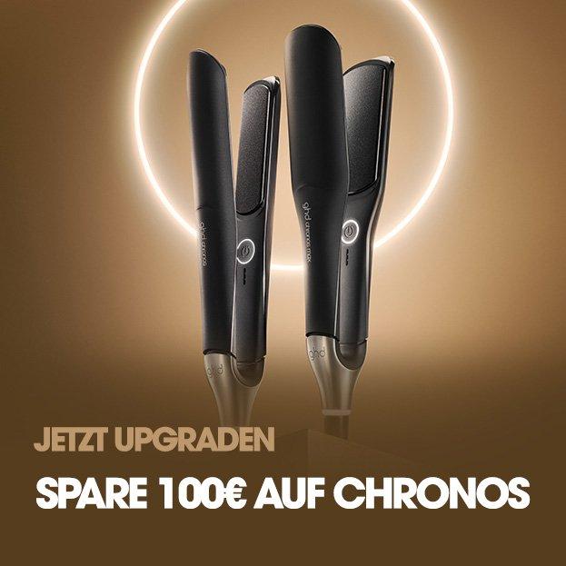 ghd Haarglätter mit normalen und breiten Platten in einem Lichtkreis