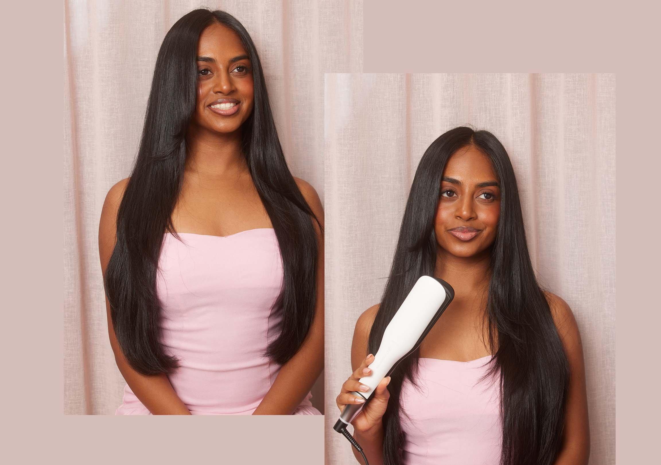 Glatte lange Haare mit ghd Glätteisen gestylt