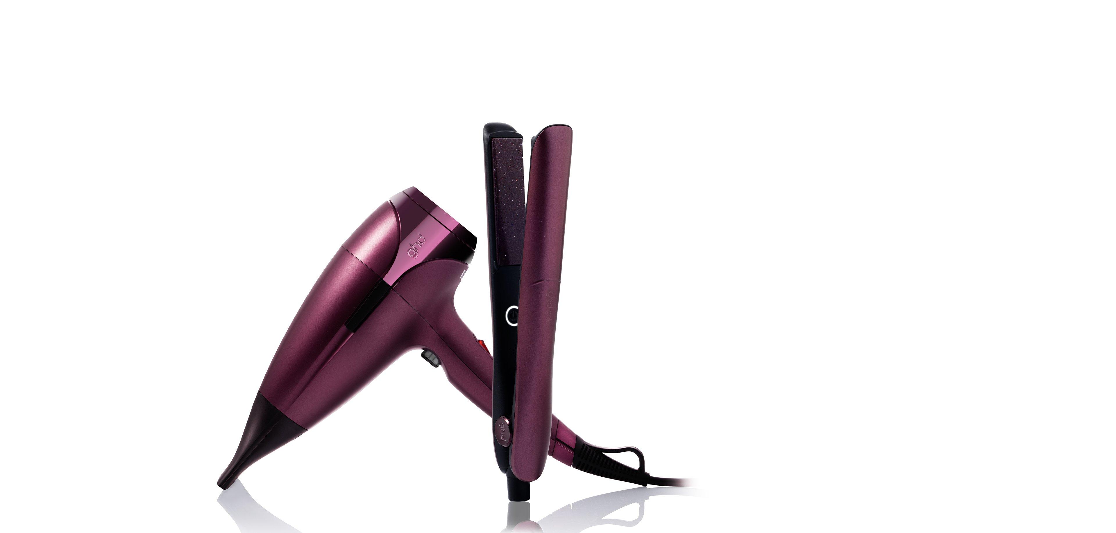 NEW GHD GOLD® HAIR STRAIGHTENER & GHD HELIOS HAIR DRYER IN CHERRY CHIC BUNDLE